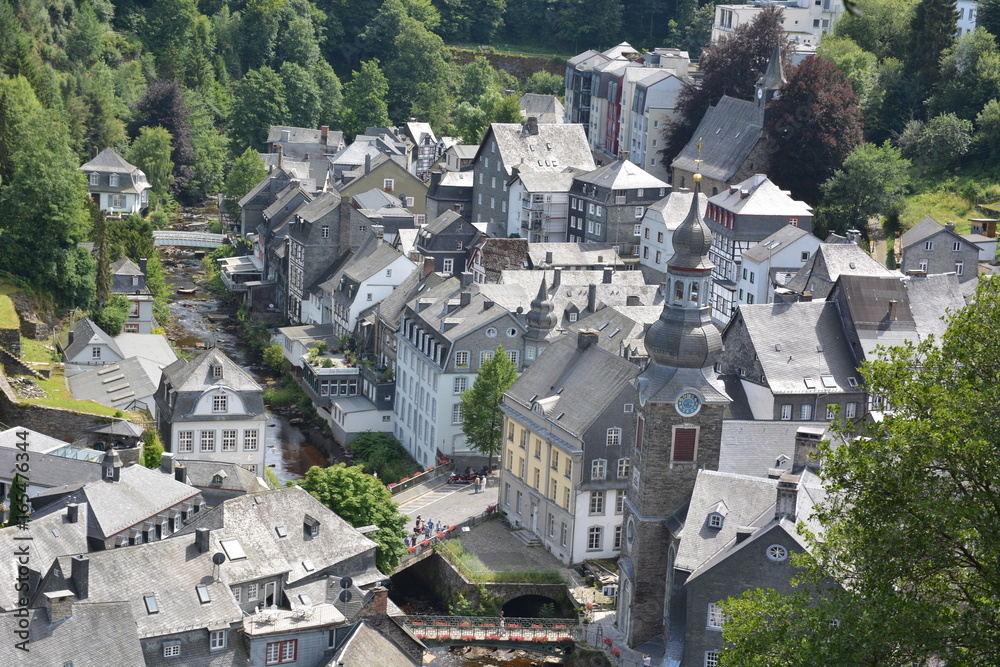 Beautiful Monschau in Germany with red house