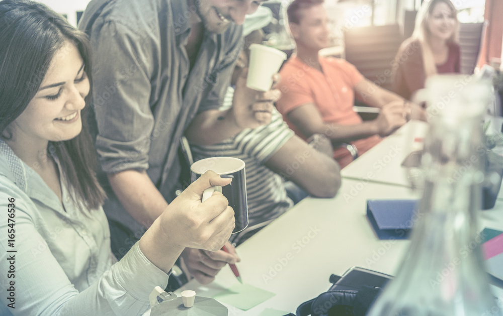 teamwork and coffee. office team of workers enjoy a coffee together at coffee break. teamwork and coffee. office team of workers enjoy a coffee together at coffee break.