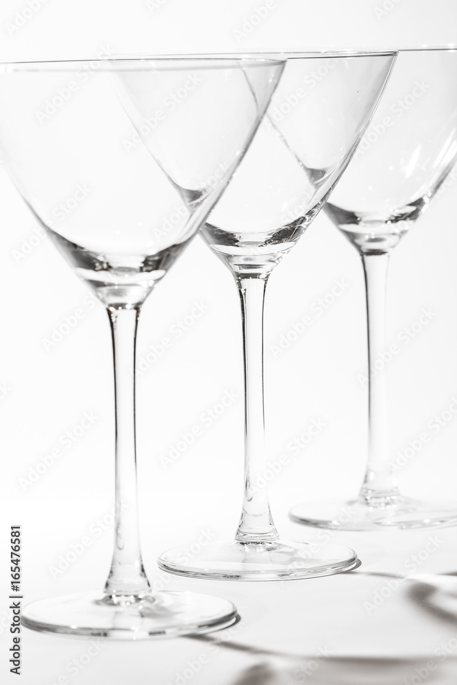 3 empty glasses