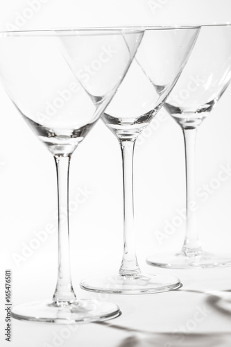 3 empty glasses