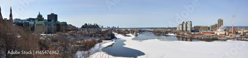Gatineau skyline panorama in winter  Photo taken from Ottawa Parliament Hill  Ottawa  Ontario  Canada.