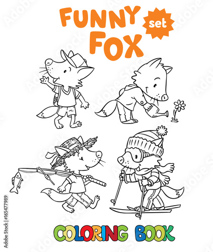 Funny fox coloring book set