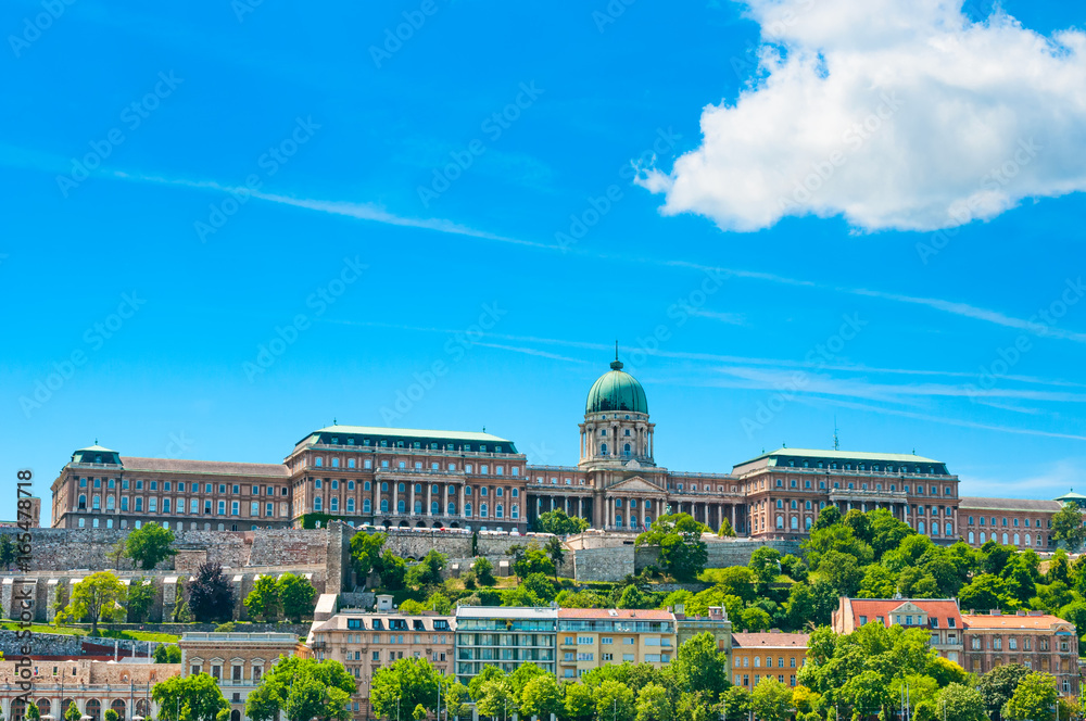 View on Buda Castle Royal Palace in sunny day at Budapest, Hungary