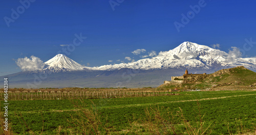 Khor Virap with Mount Ararat in background photo