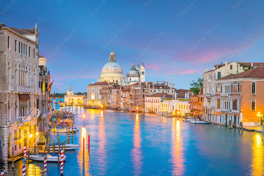 Grand Canal in Venice, Italy with Santa Maria della Salute Basilica