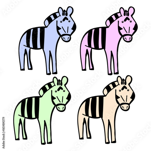 Zebra cartoon Doodle set vector illustration