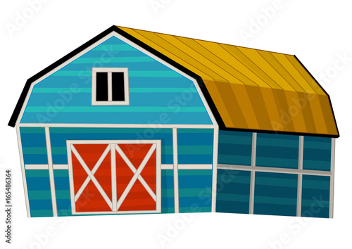 cartoon vector isolated farm house - barn / scene for children