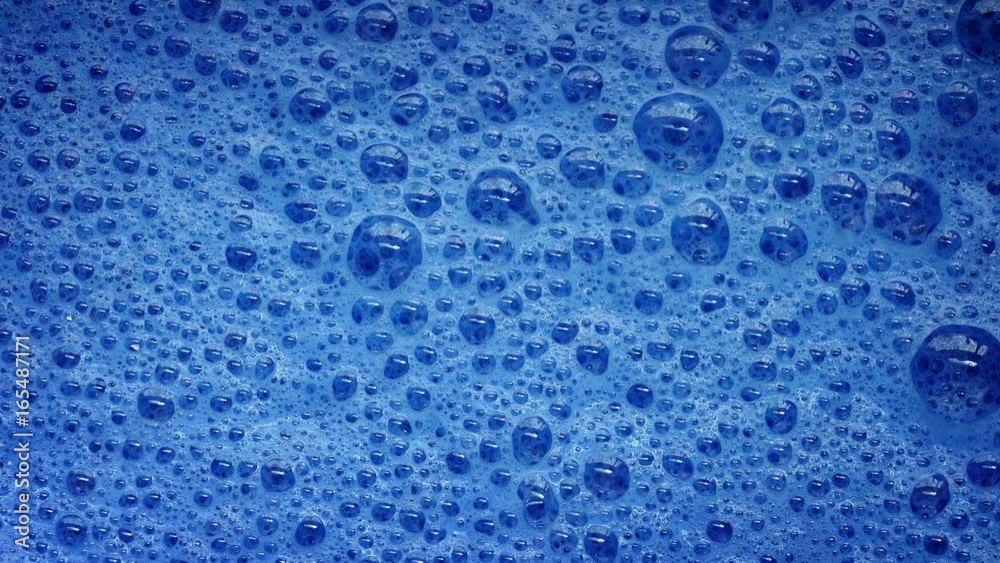 Blue Foam With Bubbles Popping Blue Foam With Bubbles Popping