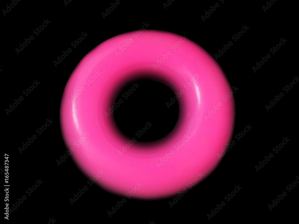 Plastic pink circle on black background Plastic pink circle on black background