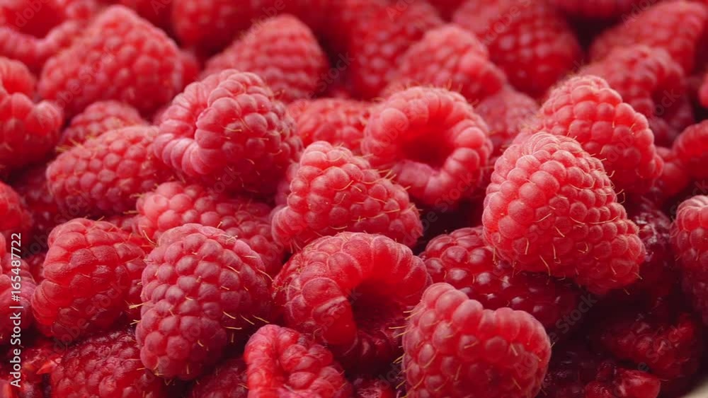 Bowl Of Raspberries Rotating Closeup Bowl Of Raspberries Rotating Closeup