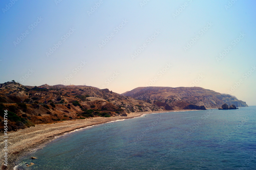 Aphrodite Bay. Beautiful beach located next to the Rock of the Greek, the birthplace of the goddess Aphrodite, Cyprus.
