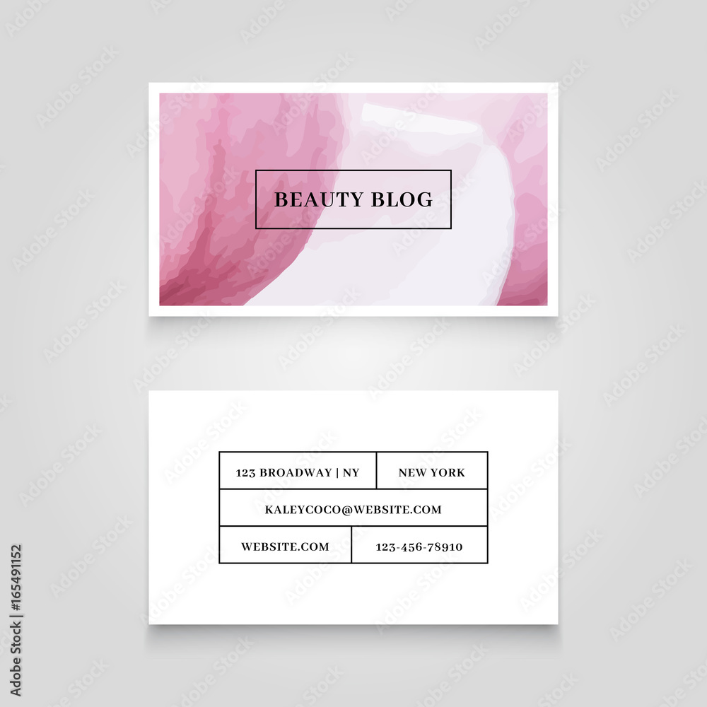 Business card template with flower background