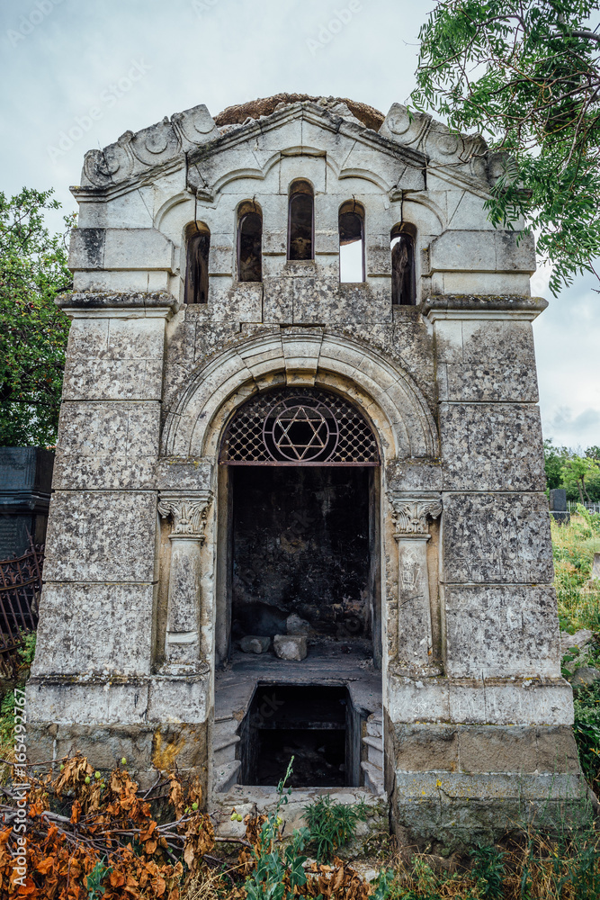 An old familyowned mausoleum, a crypt on an abandoned Jewish cemetery