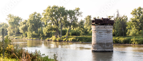 Old bridge support in the Red River photo