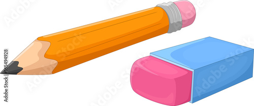 Vector illustration of cartoon pencil and eraser 