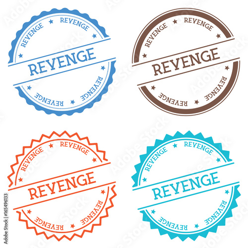 Revenge badge isolated on white background. Flat style round label with text. Circular emblem vector illustration.