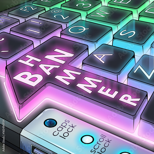 Cuadro en lienzo ban hammer administrator moderator  keyboard button