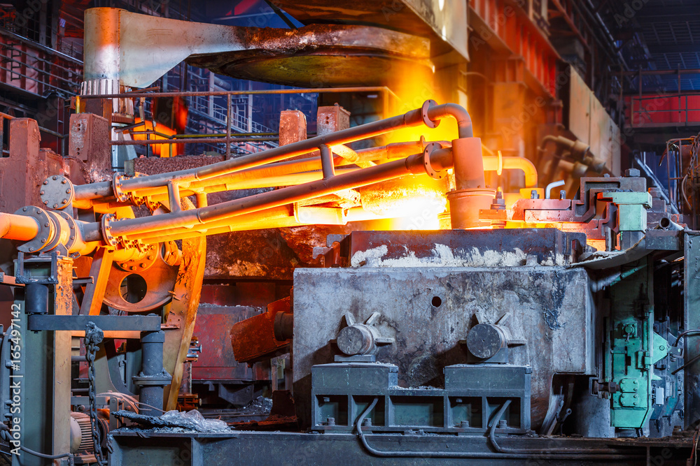 Blast furnace smelting liquid steel in steel mills Stock Photo | Adobe ...