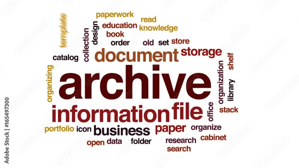 Archive animated word cloud, text design animation. Archive animated word cloud, text design animation.