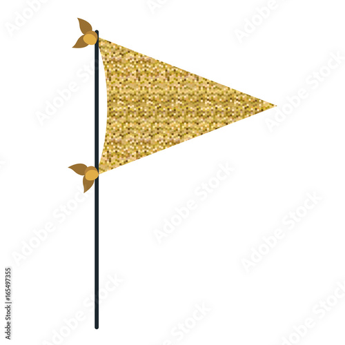 yellow pixel color silhouette decorative flags party for celebration vector illustration