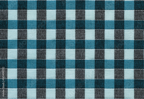 Bengaline, cotton texture background. Plaid material, turquoise