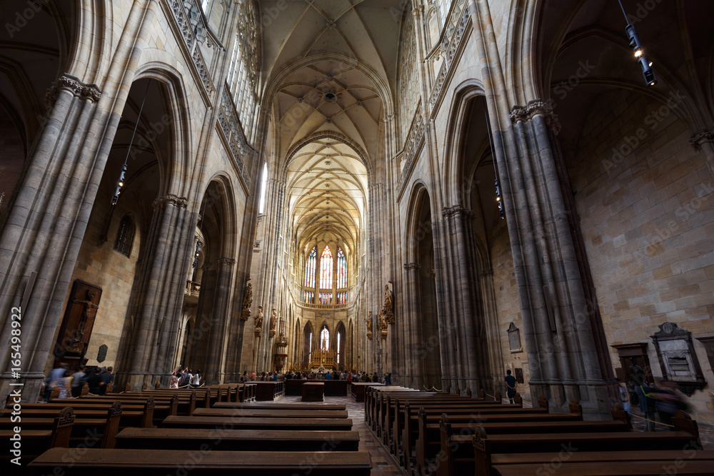Interior of St. Vitus Cathedral in Prague,