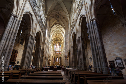 Interior of St. Vitus Cathedral in Prague,