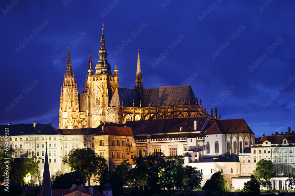 Night St. Vitus Cathedral in Prague