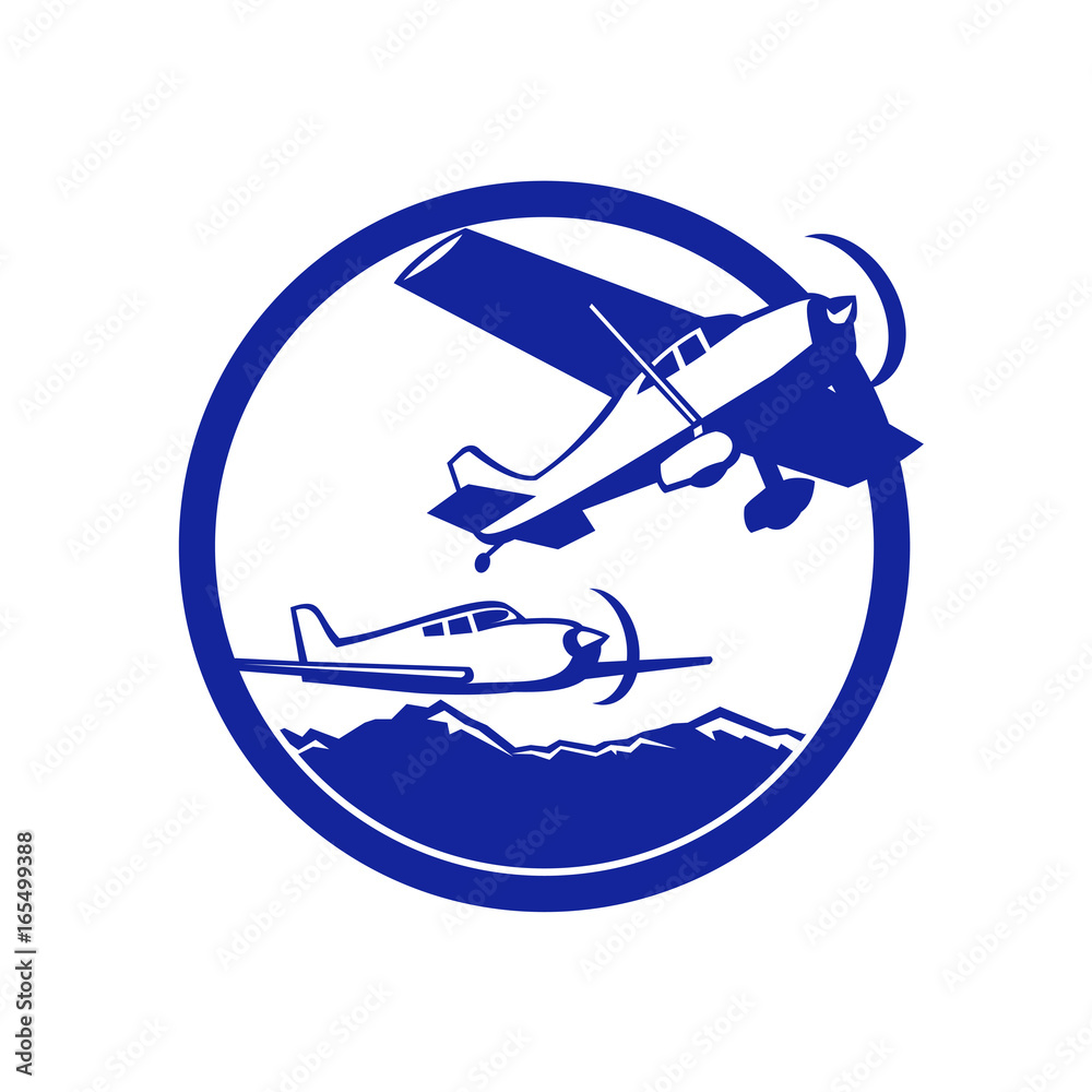 Fixed Wing Light Plane Flight Circle Retro Fixed Wing Light Plane Flight Circle Retro