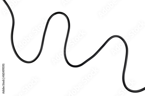 Black power cable line isolated on white background. photo