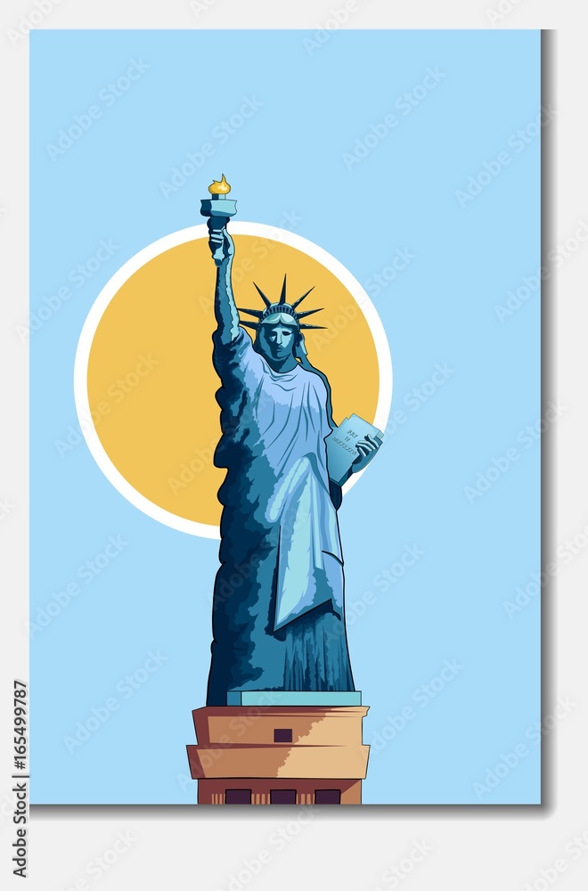 Obraz premium Architecture monument Statue of Liberty poster vector