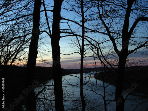 Sunset on the Ohio River near Piomingo Bend at Otter Creek Park, horizontal, Lousiville, KY