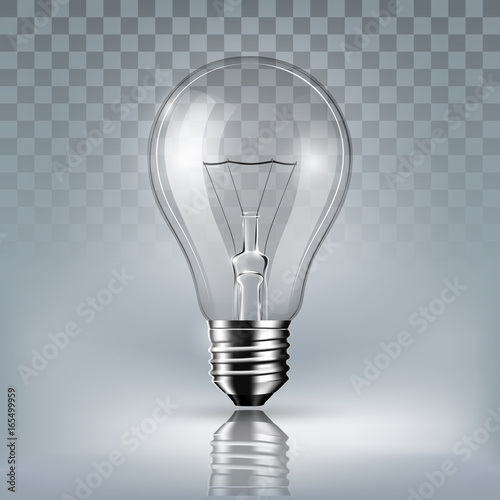 Light bulb and glowing light bulb on white background, transparent vector illustration