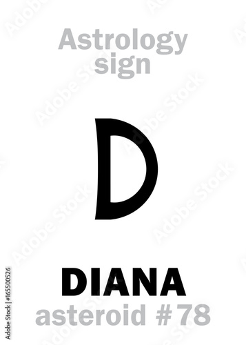Astrology Alphabet: DIANA, asteroid #78. Hieroglyphics character sign (single symbol).
