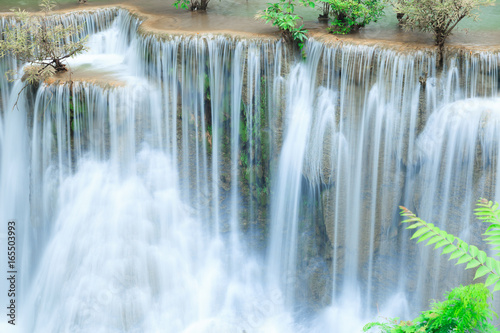 Deep forest waterfall at Huay Mae Kamin waterfall National Park Kanjanaburi Thailand