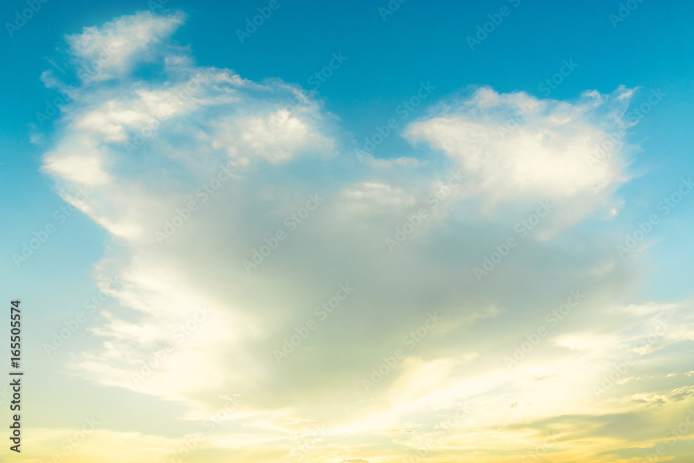 Fototapeta premium The blue backdrop has some clouds.