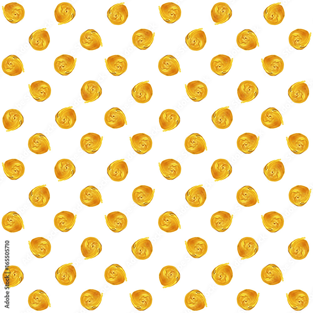 Golden, yellow pastel polka dot seamless pattern, acrylic dotted background. Golden, yellow pastel polka dot seamless pattern, acrylic dotted background.