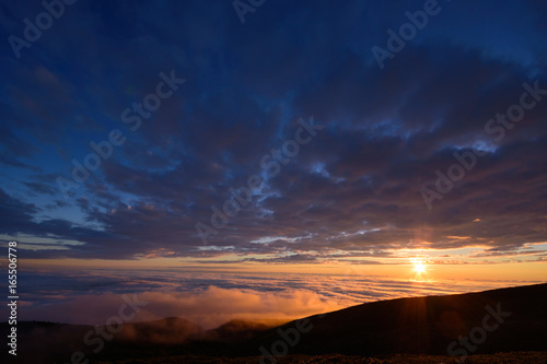 夕日と雲海 白山室堂からの眺め