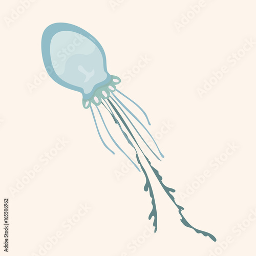 Cute cartoon jellyfish character.