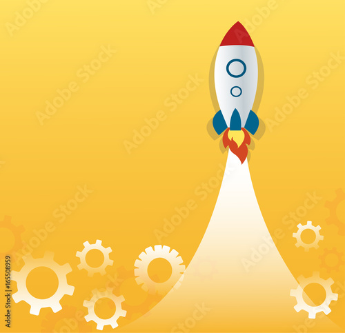 a rocket and gears, startup business concept vector 