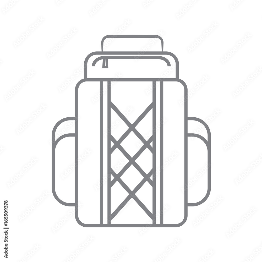 Tourist backpack or hike bags, knapsacks linear icon. Vector illustration, flat design. Tourist backpack or hike bags, knapsacks linear icon. Vector illustration, flat design.