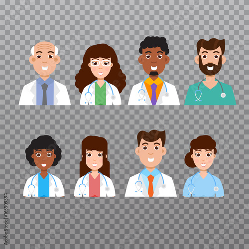 Doctor avatar, Medical staff icons. Vector illustration