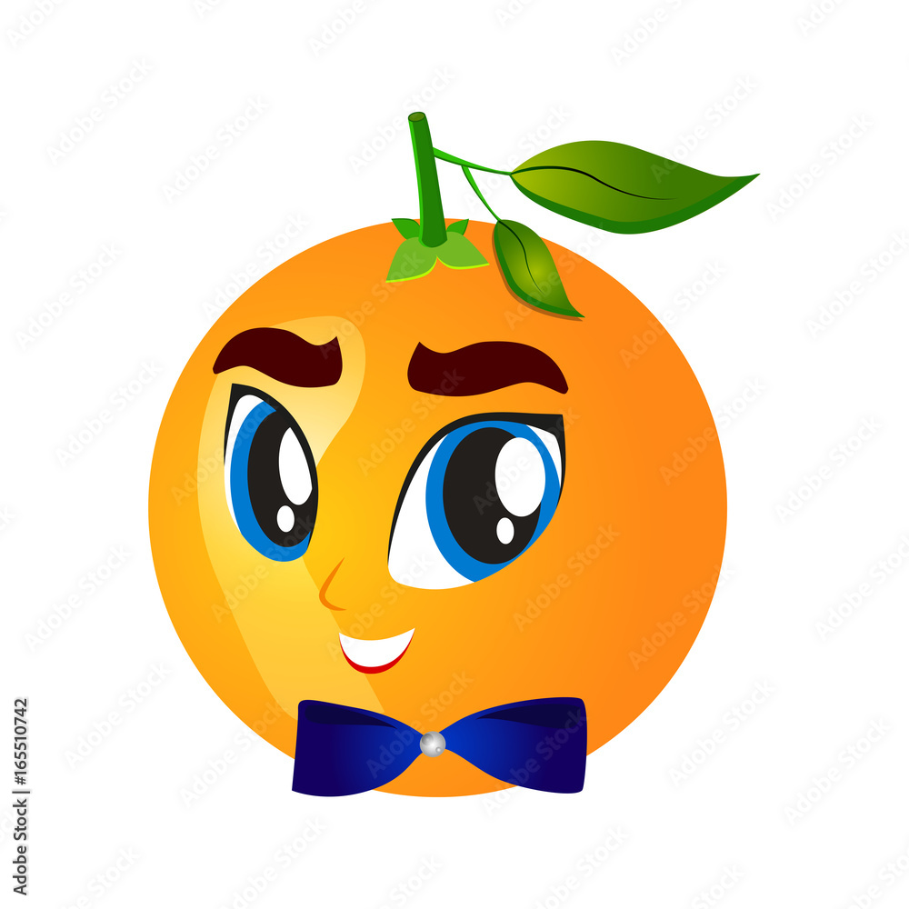 Cartoon Illustration of an Orange with a Happy face
