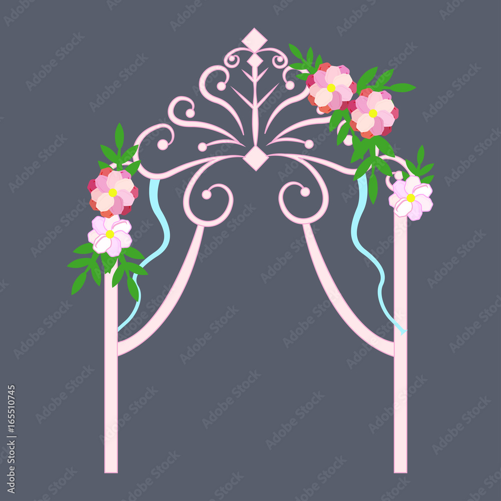 Obraz premium Wedding arch with flowers. Vector illustration