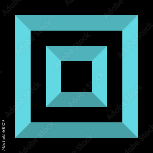 Abstract square element with deformation effect. Converging squares.