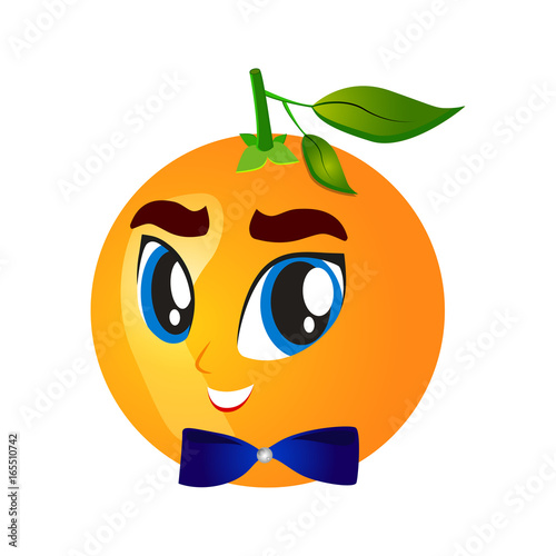 Cartoon Illustration of an Orange with a Happy face