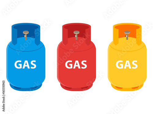 Propane gas cylinder bottle vector icon Set