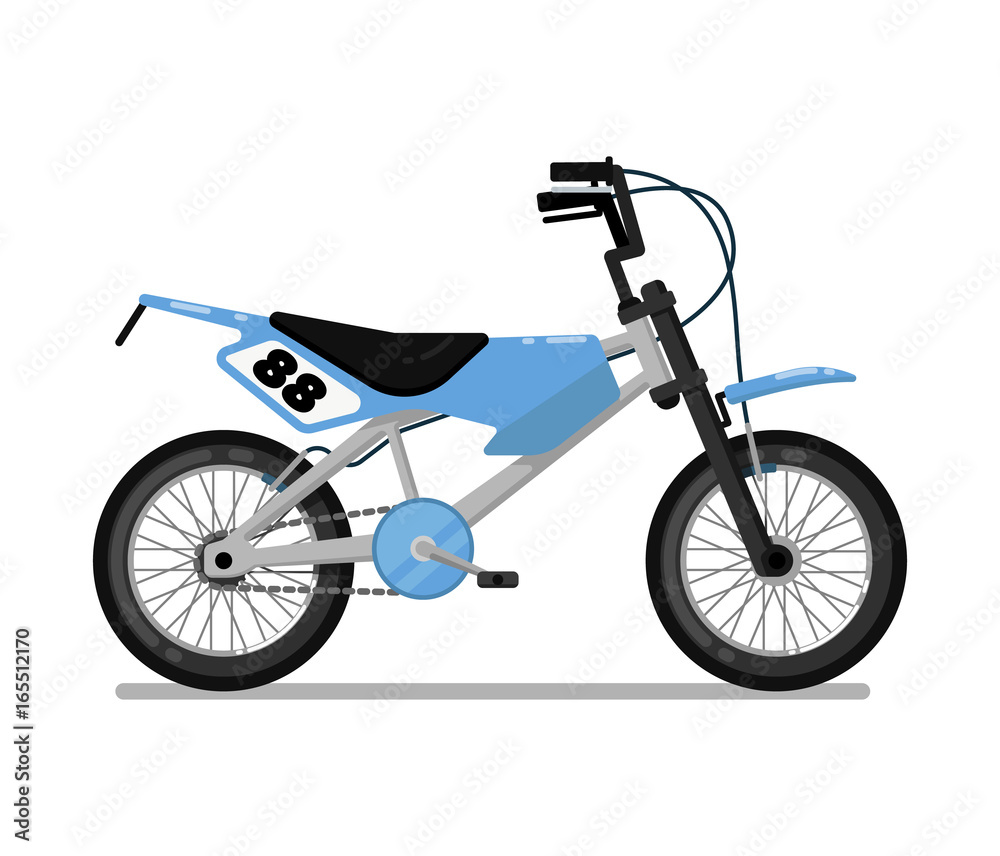 Kids sport bicycle icon. Pedal bike for boy, children toy isolated vector illustration in flat design.