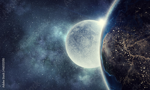 Fototapeta Naklejka Na Ścianę i Meble -  Moon and Earth planet