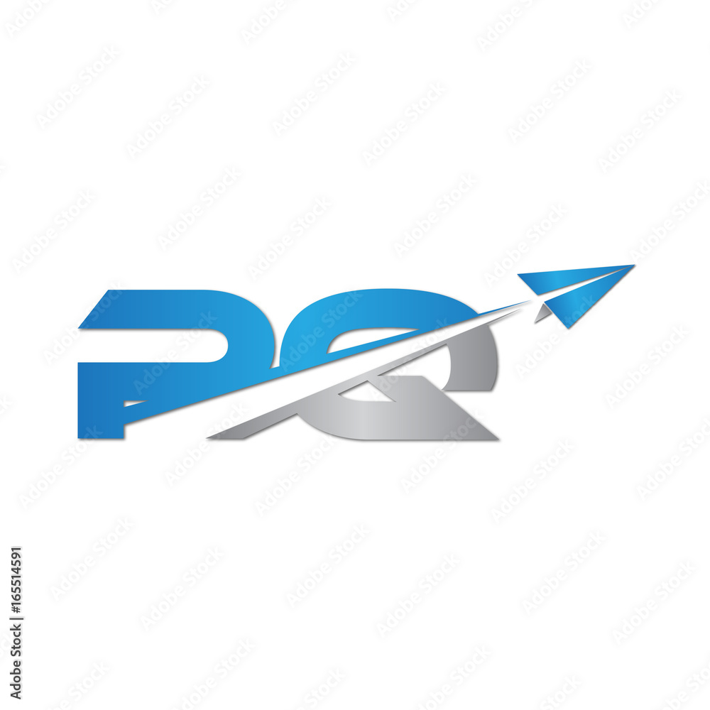 PQ initial letter logo origami paper plane